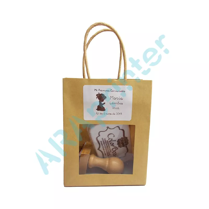 Bolsa kraft con ventana de regalo