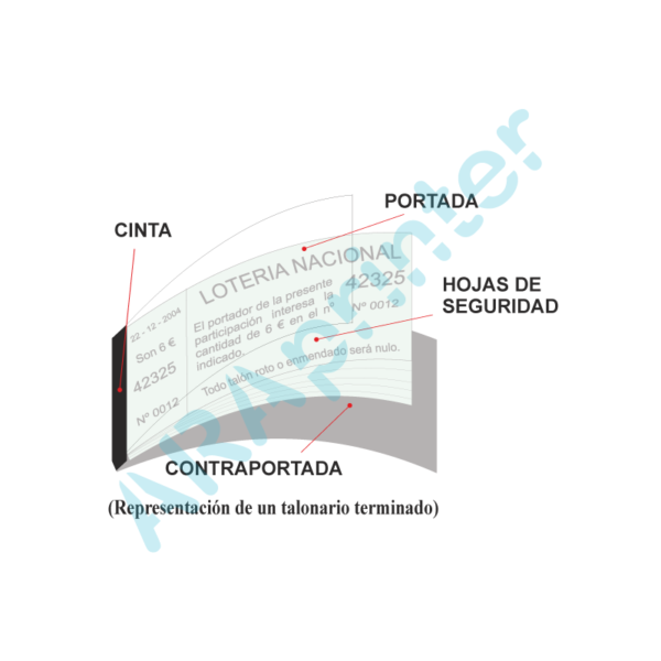 Ejemplo de talonario con portada contraportada y lomo